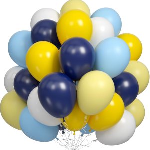 Juego de globos de color azul amarillo, 60 globos de fiesta azul marino, amarillo mate, blanco, globos de látex para helio de látex para niños, Juego de globos de color azul amarillo, 60 globos de fiesta azul marino, amarillo mate, blanco, globos de látex para helio de látex para niños,