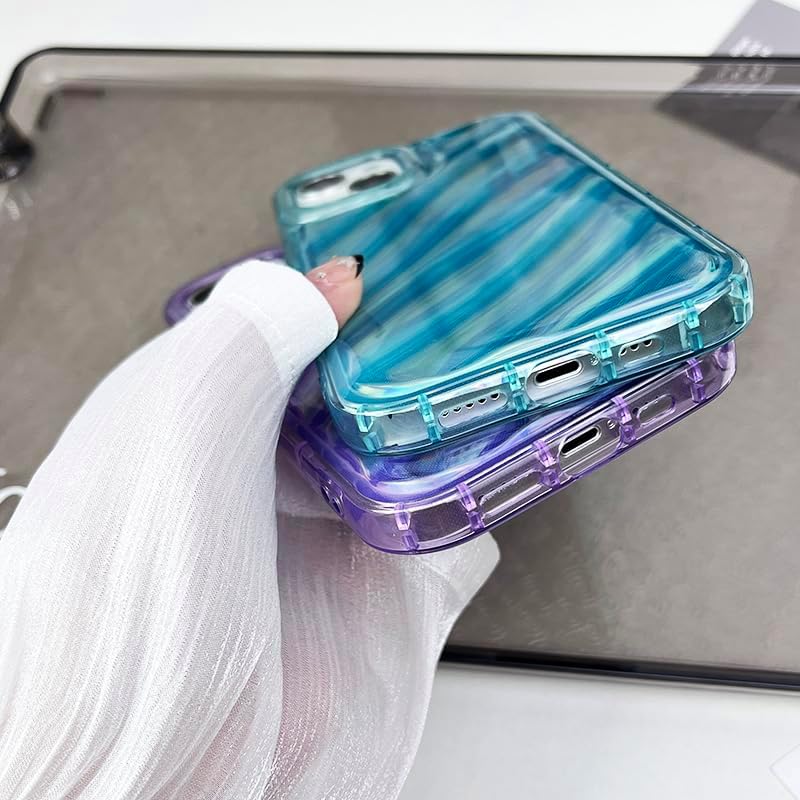 Finyosee Funda compatible con iPhone 13 Pro Max, bonita funda de lujo con diseño de patrón ondulado de agua, diseño holográfico láser de color
