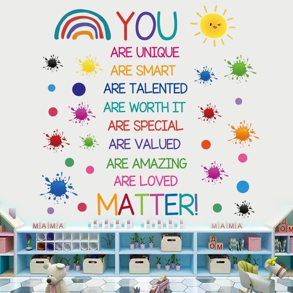 Mirabuy Calcomanías de pared coloridas con citas inspiradoras, calcomanías de pared con palabras positivas para guardería, sala de juegos,