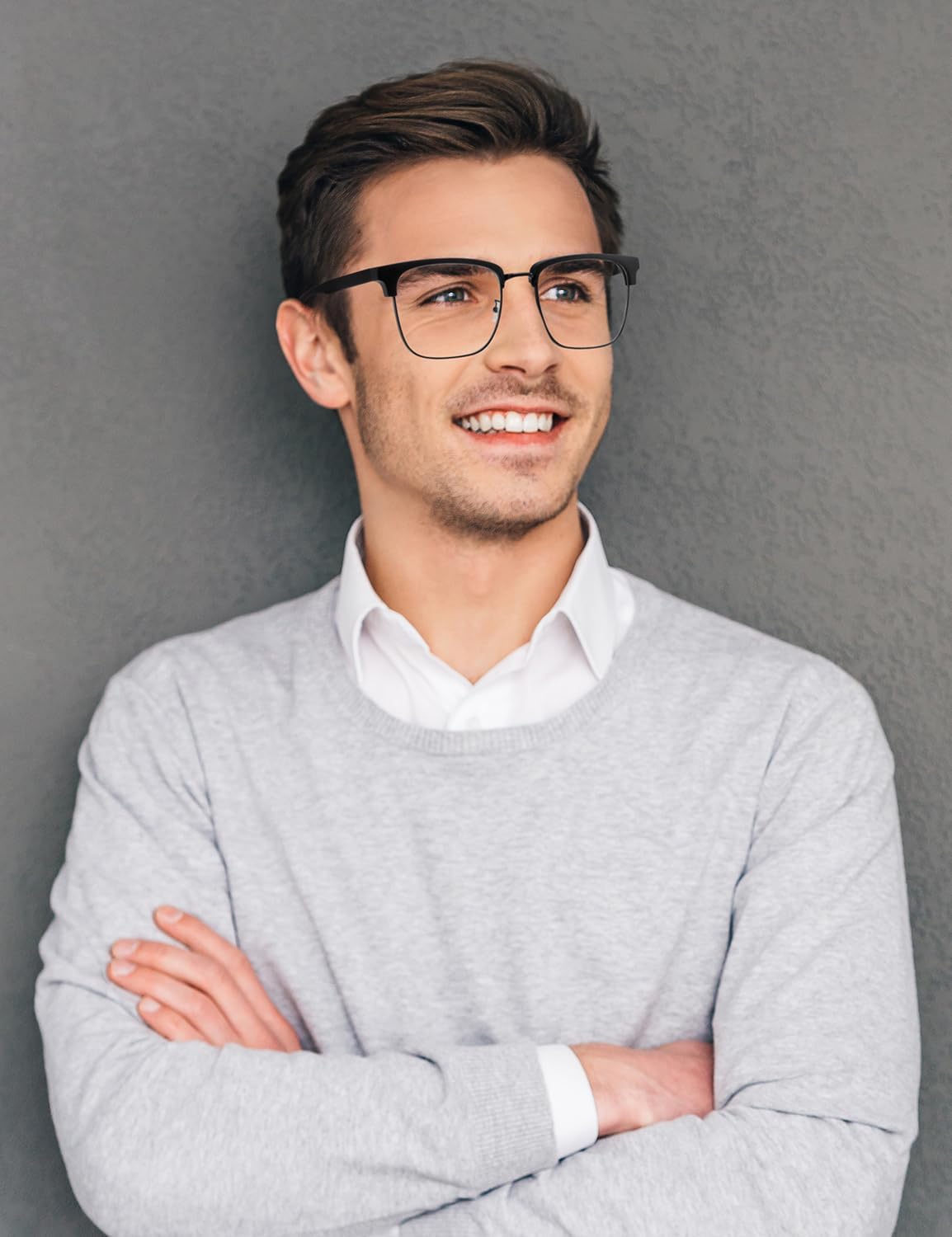 Gafas de luz azul para hombre, rectangulares, grandes, de Browline, para juegos de computadora, bloqueador azul, antirreflejos, protección UV400,
