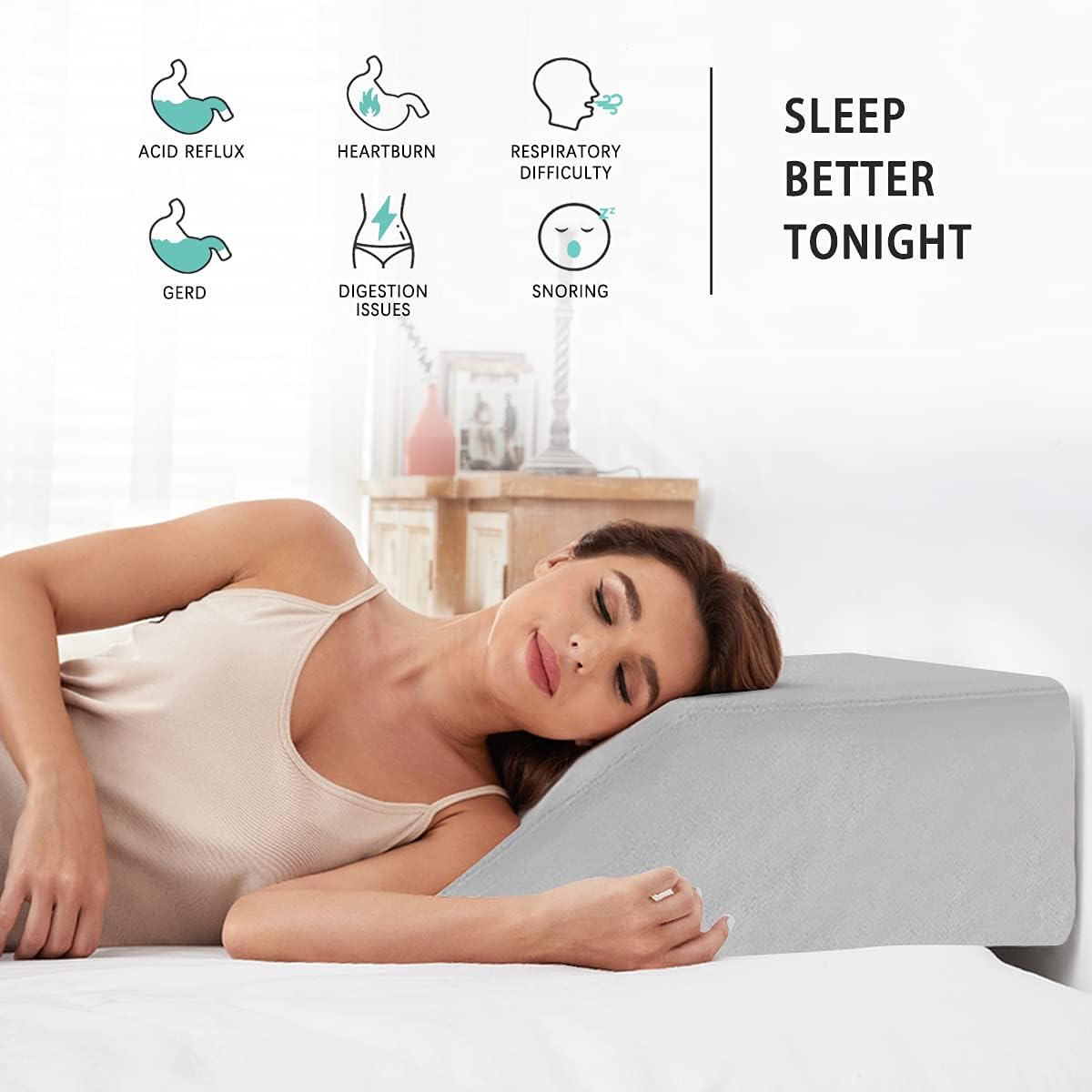 Almohada de elevación de piernas con parte superior de espuma viscoelástica de gel refrescante, reposa piernas poscirugía, almohada de espuma de