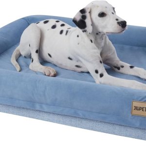 Jiupety Cama ortopédica para perros medianos, cama de espuma impermeable para perros con funda extraíble lavable, sofá para perro con caja de Jiupety Cama ortopédica para perros medianos, cama de espuma impermeable para perros con funda extraíble lavable, sofá para perro con caja de