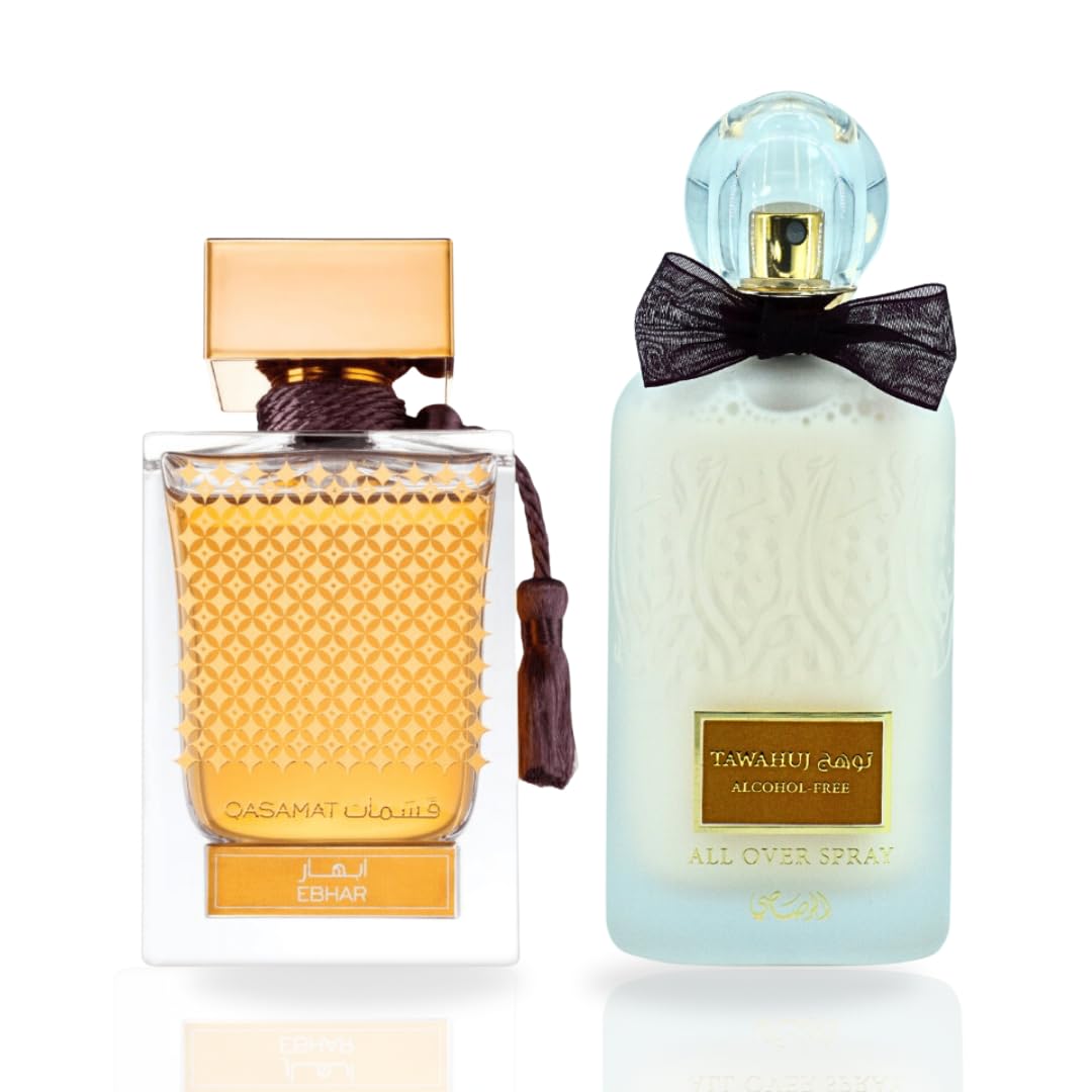 RASASI Qasamat Ebhar EDP 65ML & Tawahuj – Aerosol sin alcohol, 3.4 fl oz