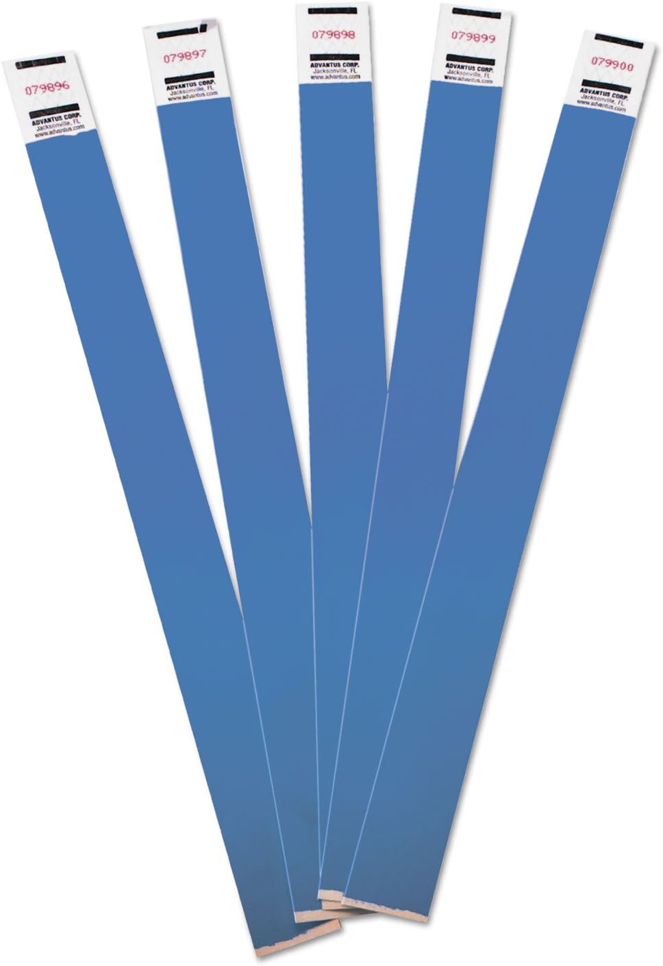 Advantus Paquete de 500 muñequeras Tyvek de colores, 34 pulgadas de ancho x 10 pulgadas de largo, rectangular, azul, Tyvek, 500 unidades