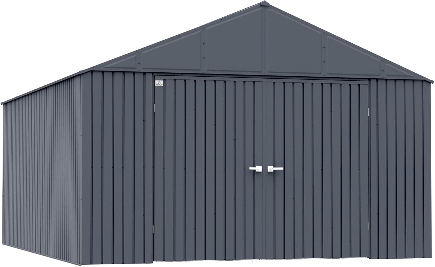 Arrow Shed Elite 12′ x 16′ Outdoor Lockable Gable Roof Steel Storage Shed Building, Anthracite
