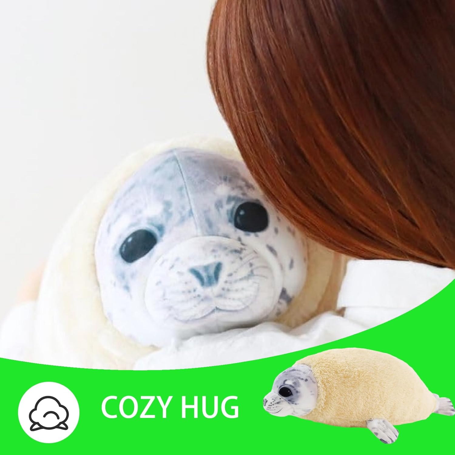 Almohada de felpa de sello de molting de 20 pulgadas, peluches de sello gordito para niños y niñas, almohada para niños, lindos peluches de animales