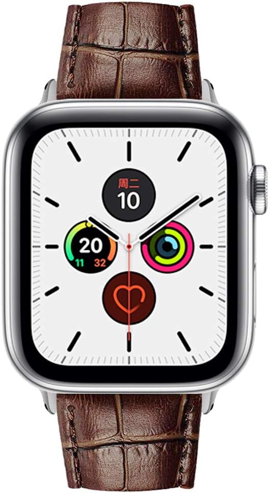 Compatible con correas de Apple Watch de 1.614 in1.575 in1.496 in 1.929 in1.772 in1.732 in1.654 in, correa de repuesto de piel de cocodrilo para