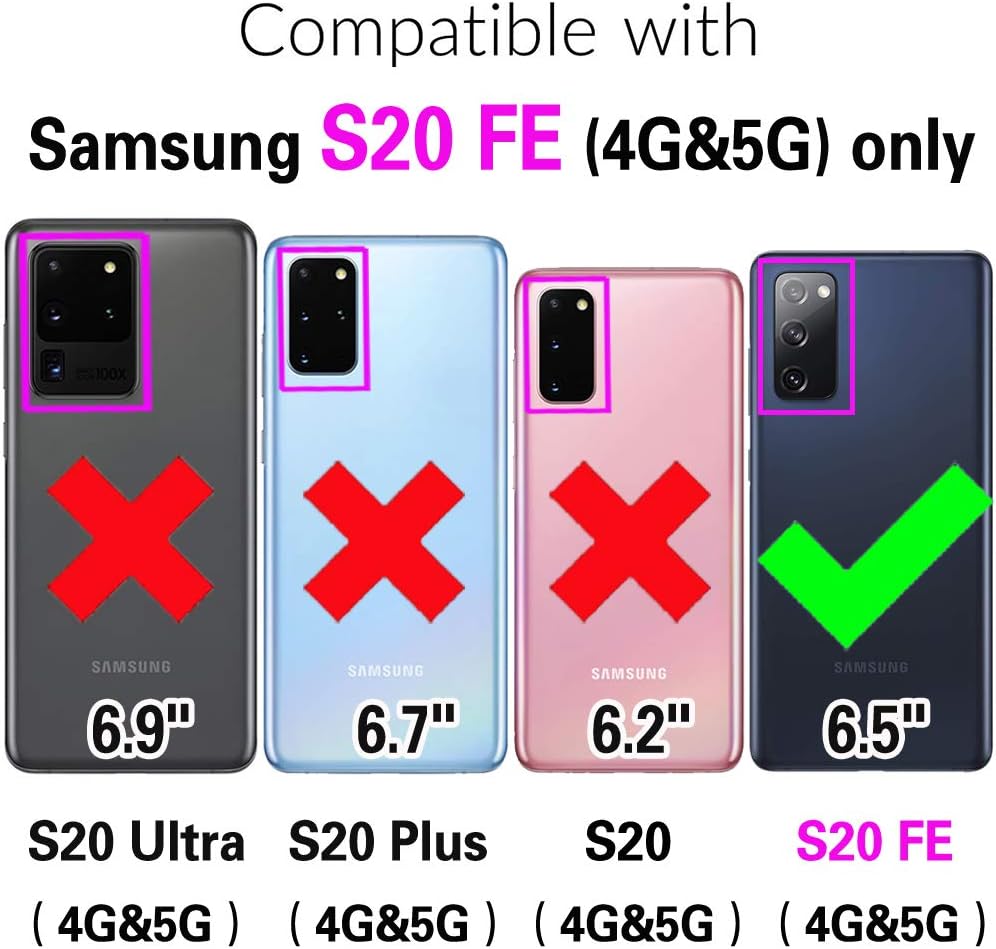 Asuwish Compatible con Samsung Galaxy S20 FE Gaxaly S 20 FE 5G UW 6.5 pulgadas Funda tipo cartera y protector de pantalla de vidrio templado para