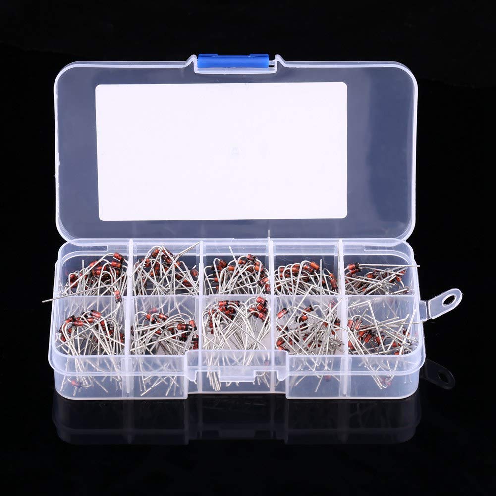 Diodos Zener 200pcs, 10Values diodo Zener diodo electrónico 1N4728 1N4729 1N4730 1N4731 1N4732 1N4733 1N4734 1N4735 1N4736 1N4737 con caja de