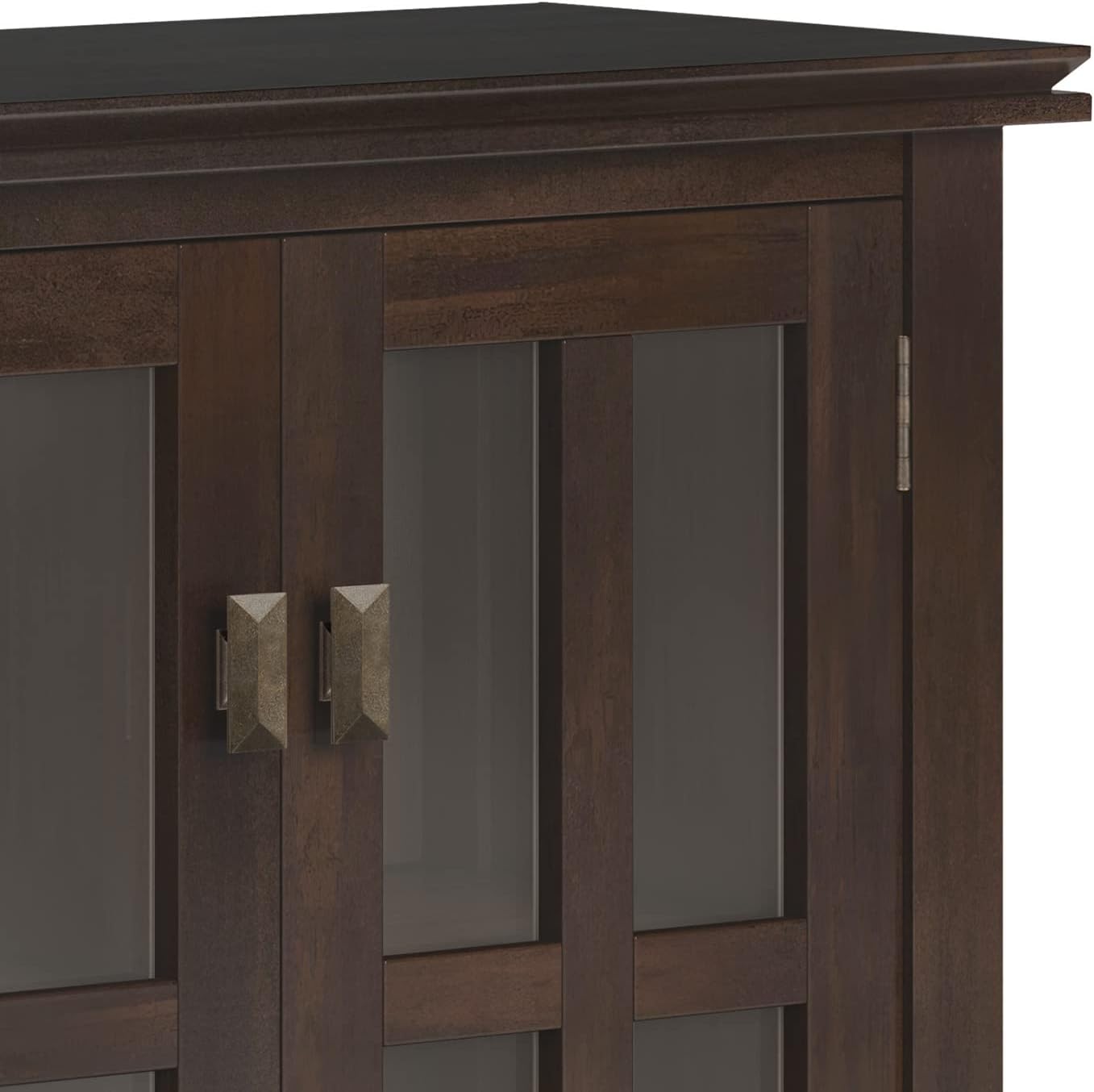 SIMPLIHOME Armario de madera maciza artesanal de 30 pulgadas de ancho contemporáneo de almacenamiento bajo en color marrón tabaco, para sala de