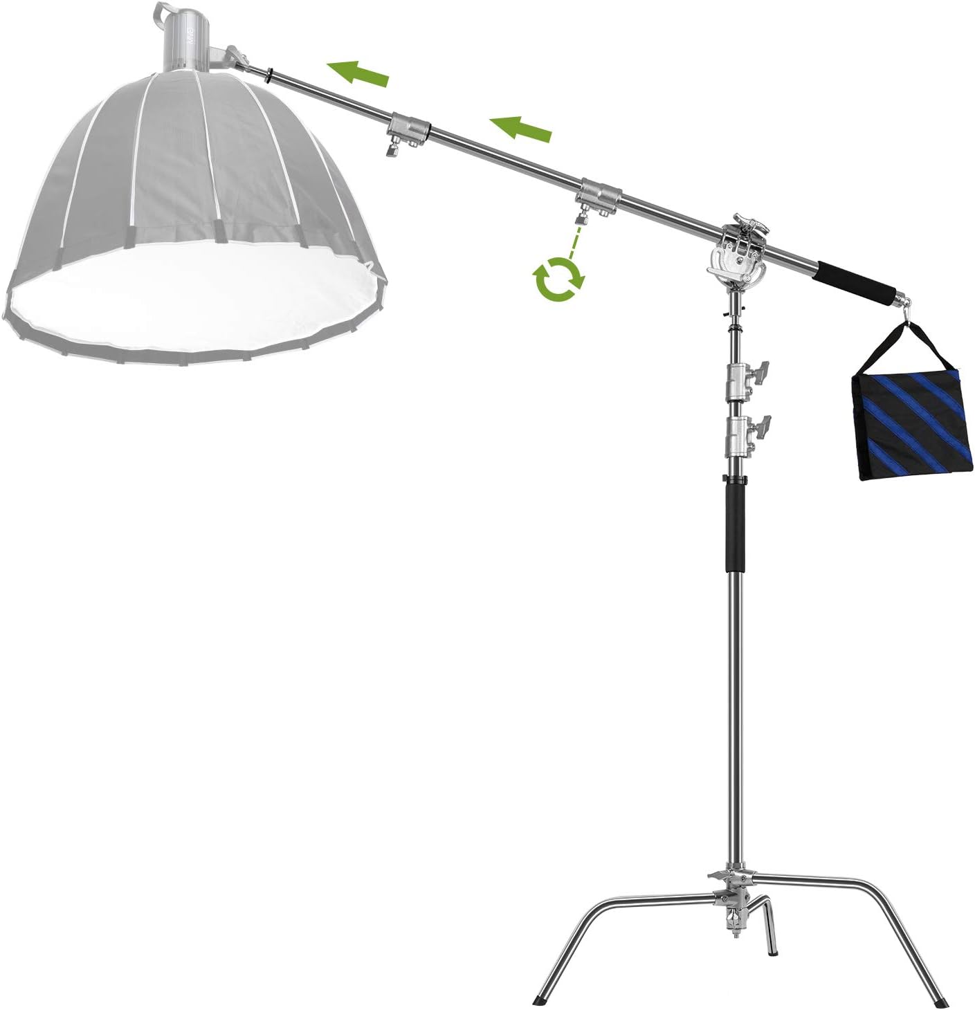 GVM Photography Soporte C resistente con brazo de pluma  Altura máxima de 10 pies10.5 ft Soporte de luz de fotografía con brazo de sujeción de 3