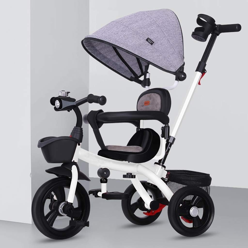Triciclo plegable para niños pequeños al aire libre, giratorio con altura de asiento ajustable, ruedas traseras convertibles y pedal extraíble