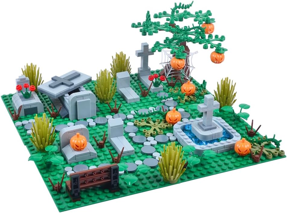 Juego de mini ladrillos embrujados de Halloween, juego de cementerio, bloques de construcción, arquitectura, ladrillos de construcción, juego de