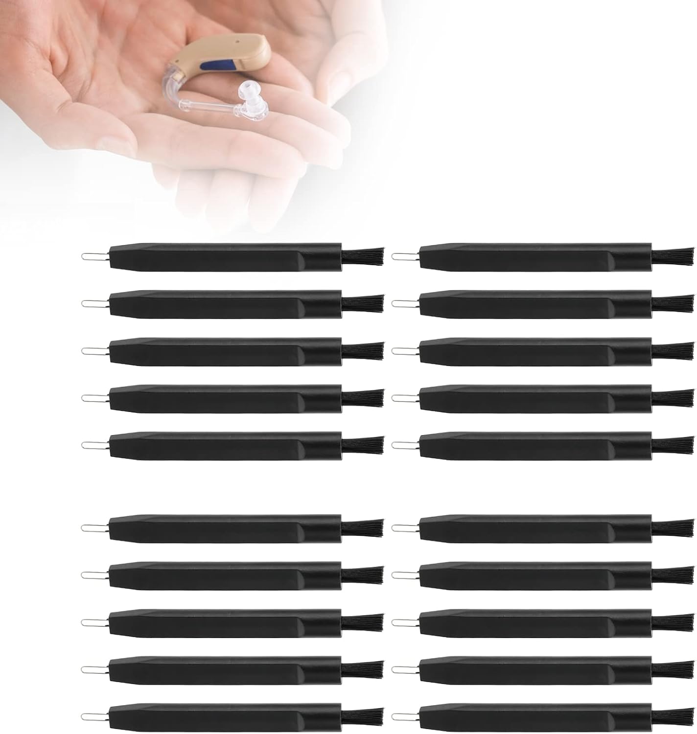 20 unidades de amplificador auditivo de limpieza, cepillo de limpieza con bucle de cera imán limpiador multifunción para auriculares, auriculares,