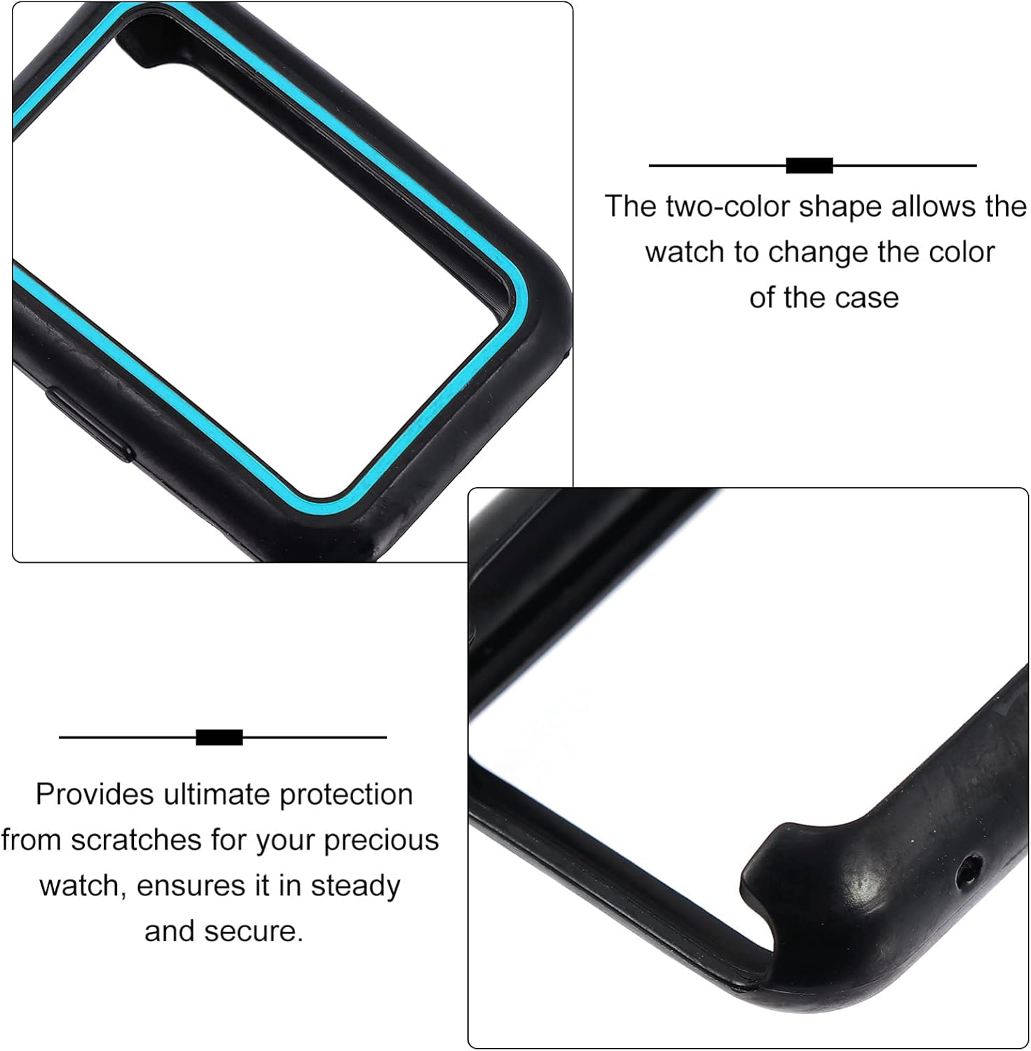 Hemobllo Protector de pantalla de marco de vidrio compatible con Huawei Watch Fit Case Smartwatch Funda compatible con Huawei Watch Negro Azul