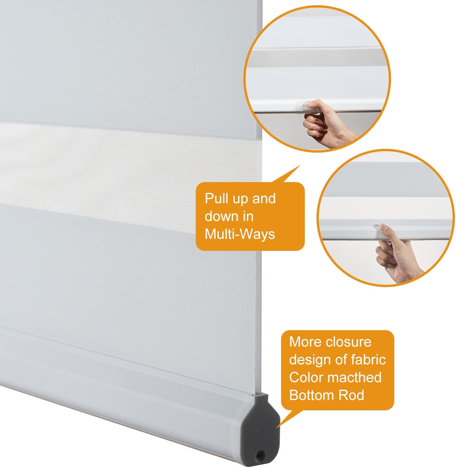 Persilux Persianas estilo cebra sin cordones para ventanas, persianas de doble capa (30 pulgadas de ancho x 72 pulgadas de alto, blanco) de doble