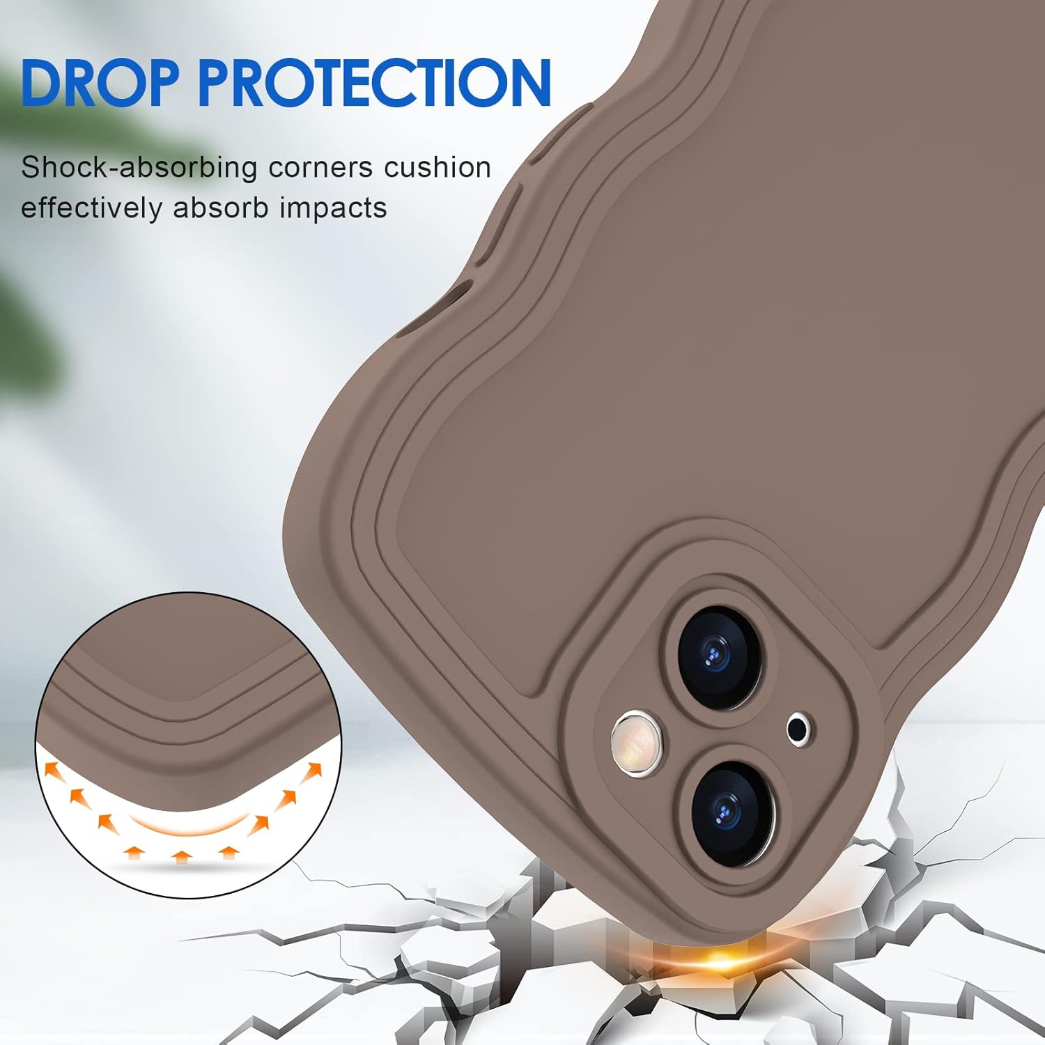 Anuck Funda para iPhone 15, diseño de marco rizado para mujeres y niñas, bonita funda de teléfono estética de color liso, suave, flexible, TPU a