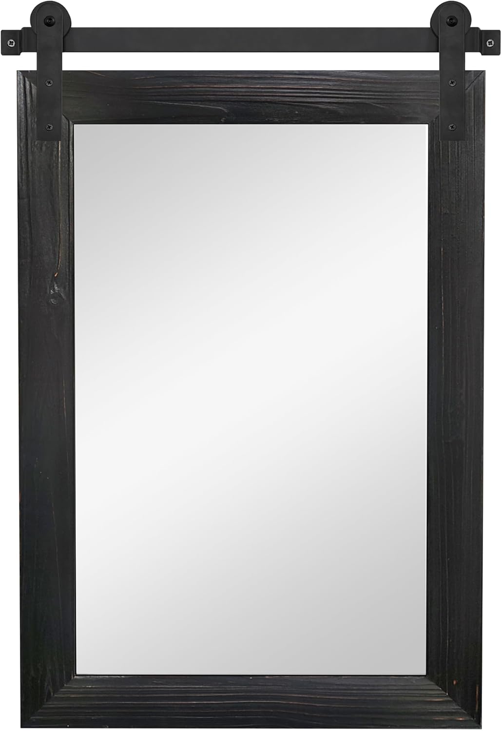 Espejo de puerta de granero de granja  21 x 30 pulgadas, espejo de pared con marco de madera rústica para baño, sala de estar, decoración de pared