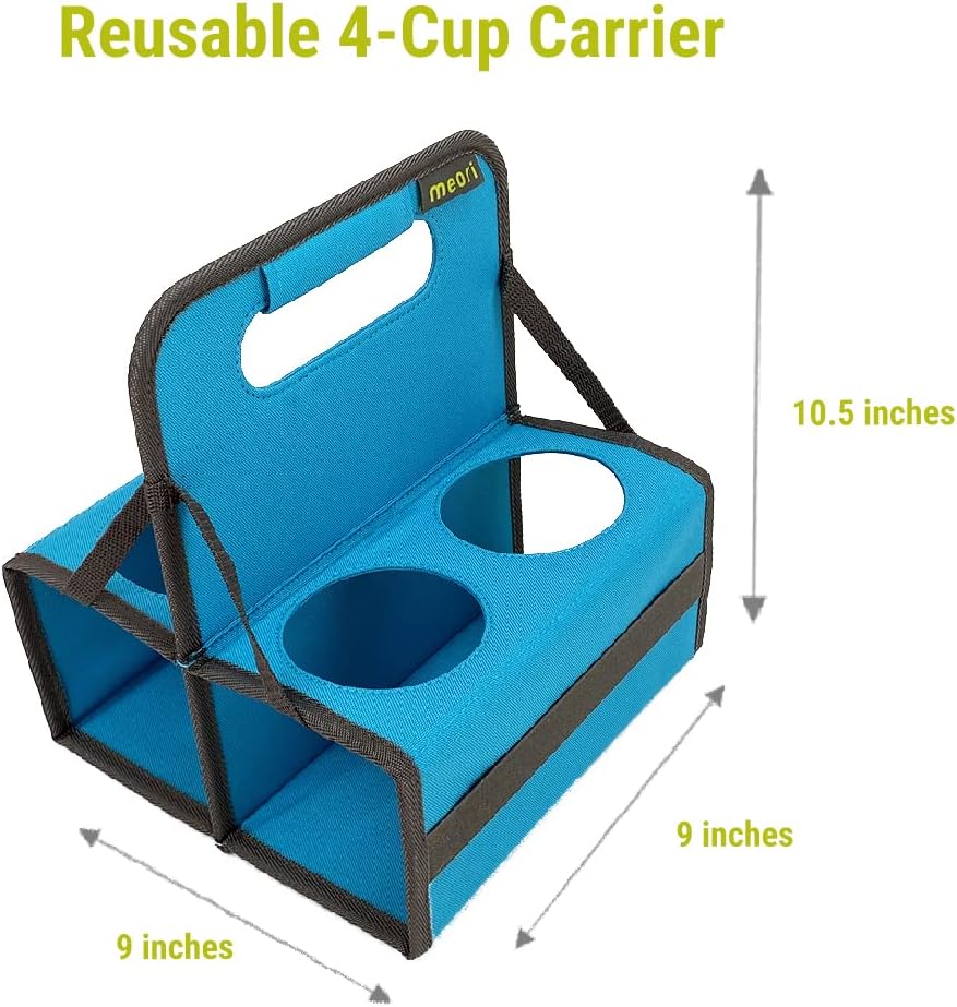 meori Portabebidas reutilizable para 4 tazas, portador de tazas para llevar, plegable, portador de café con asa para vino, cócteles, organizador