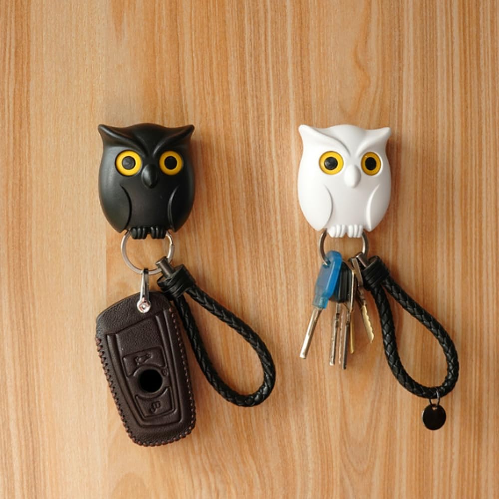 soputry Soporte magnético para llaves de búho, búho nocturno, ganchos para llaves de búho, ganchos de llave de búho, ojos abiertos y cerrados, con