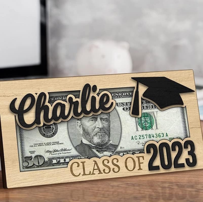 Titular de regalo de dinero de graduación con nombre personalizado, caja de tarjeta de graduación, soporte para dinero de la clase de 2024, regalo