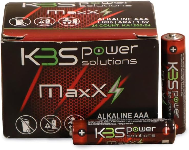 KBS POWER SOLUTIONS MAXX PEAK ALCALINAS AAA PAQUETE DE BATERÍAS PAQUETE DE 480 CELLAS (20 PAQUETES DE 24 UNIDADES) MaxX AAA Pilas alcalinas de mayor