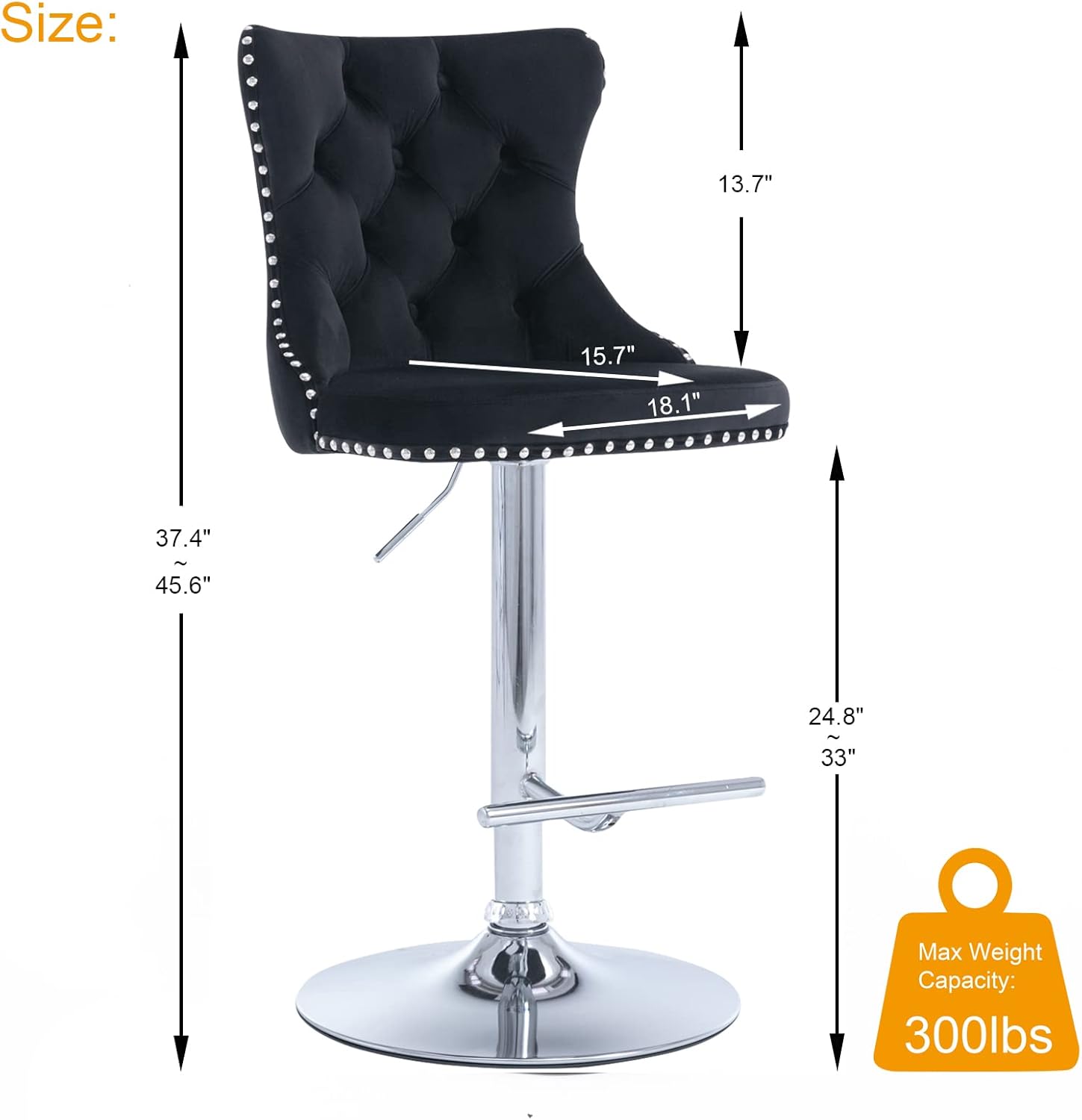 Juego de 2 taburetes de bar giratorios de altura de mostrador, taburetes de bar de terciopelo con respaldo y reposapiés plateado, modernas sillas de