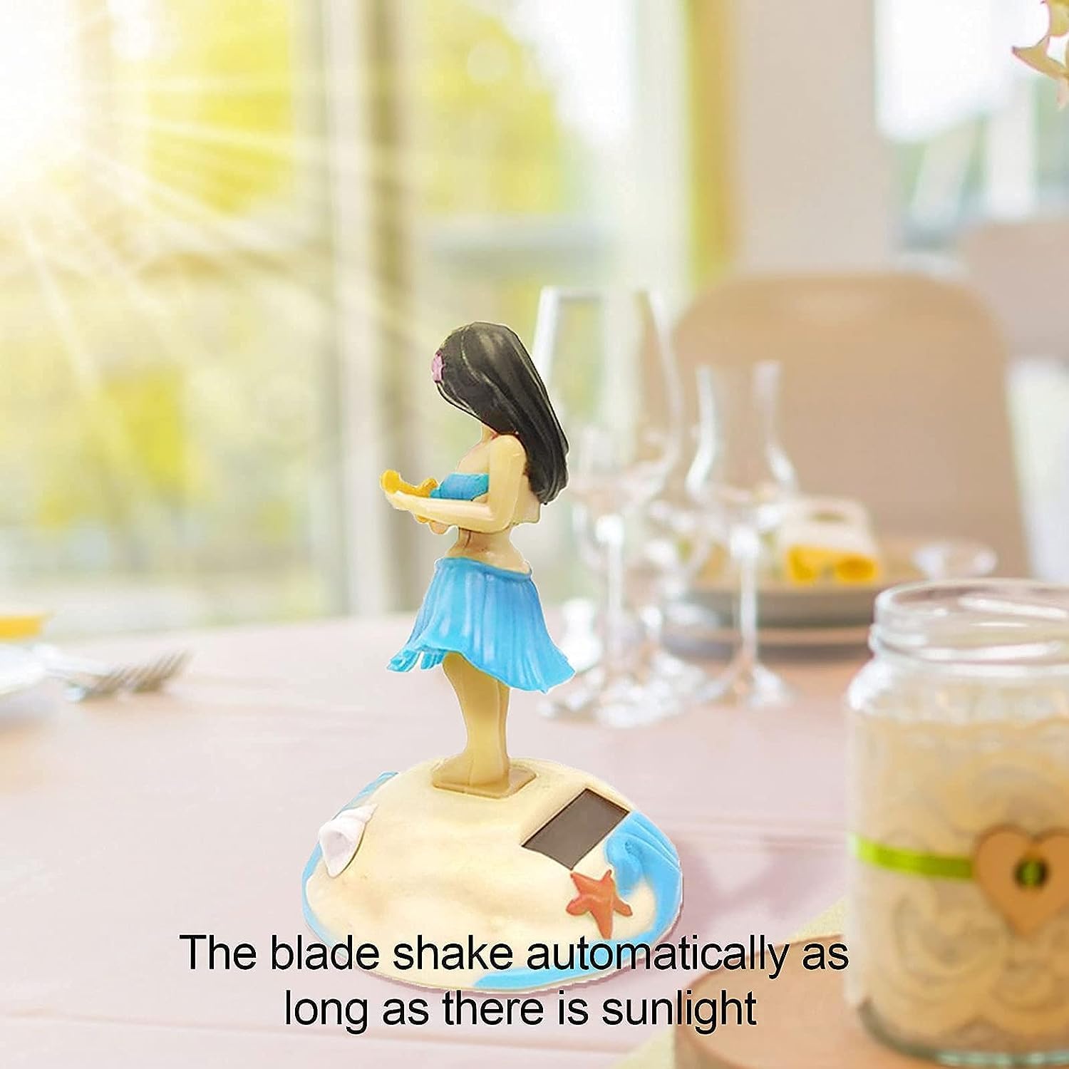 Decoración de figuras de baile con energía solar, adornos de cabeza agitada solar, Hula Girl, decoración interior del tablero de instrumentos de