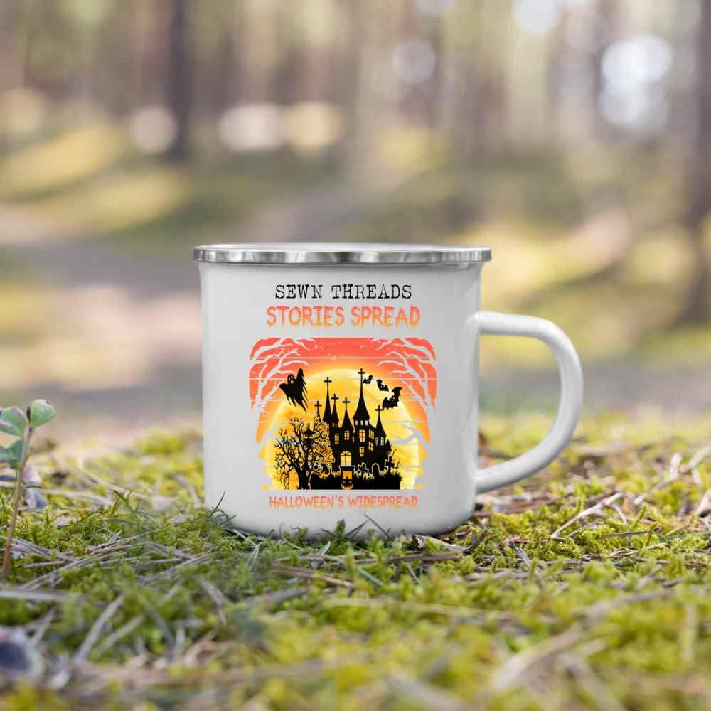 Inspirational Gift Spooky Threads Stories for Girls – Tales Of Halloween’s Widespread 12 Oz White Stainless Steel Camping Mug