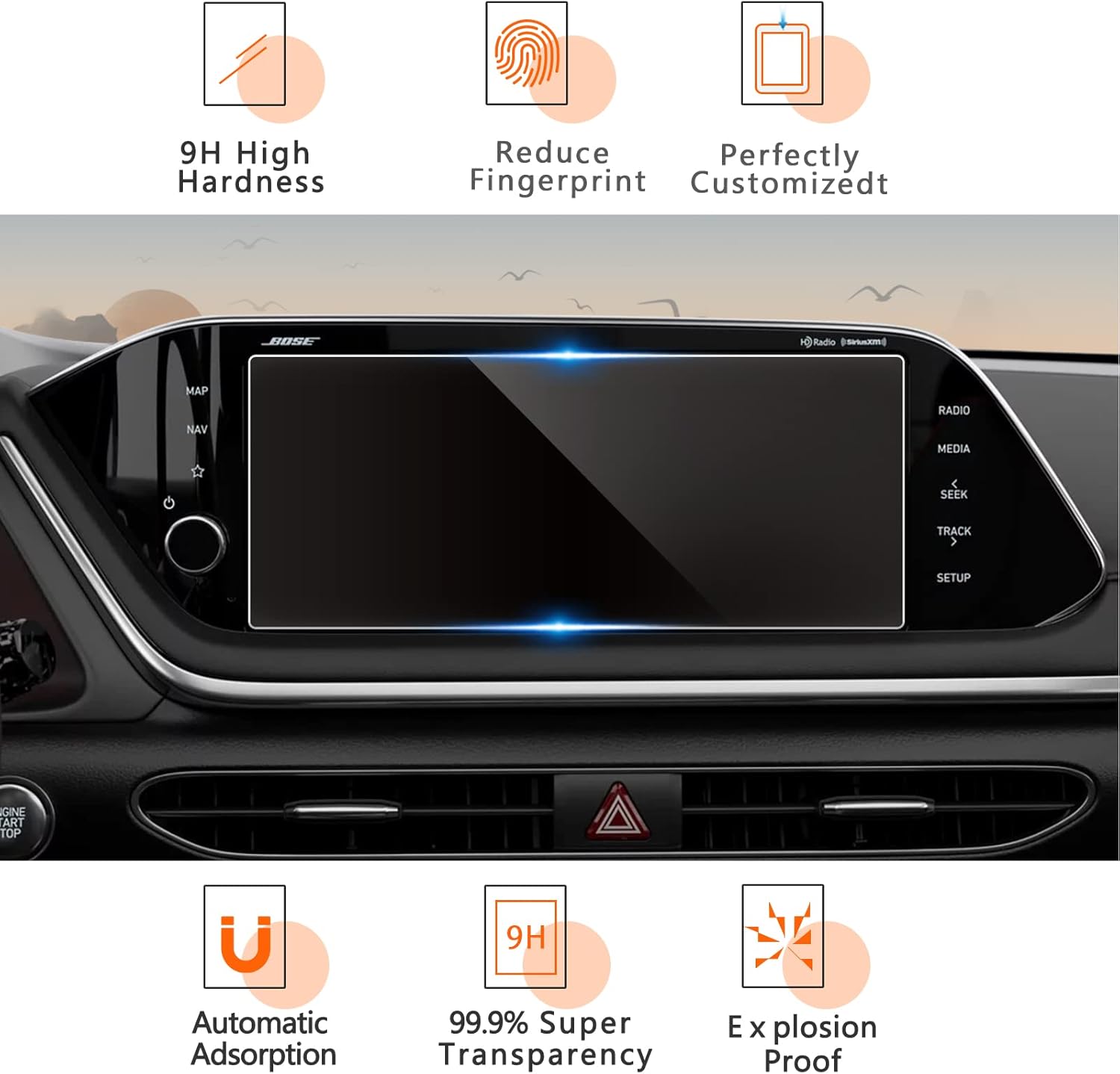 CDEFG Protector de pantalla de vidrio templado para Hyundai Sonata 2020 2021 2022 2023  Palisade 2020-2022 de 10.25 pulgadas