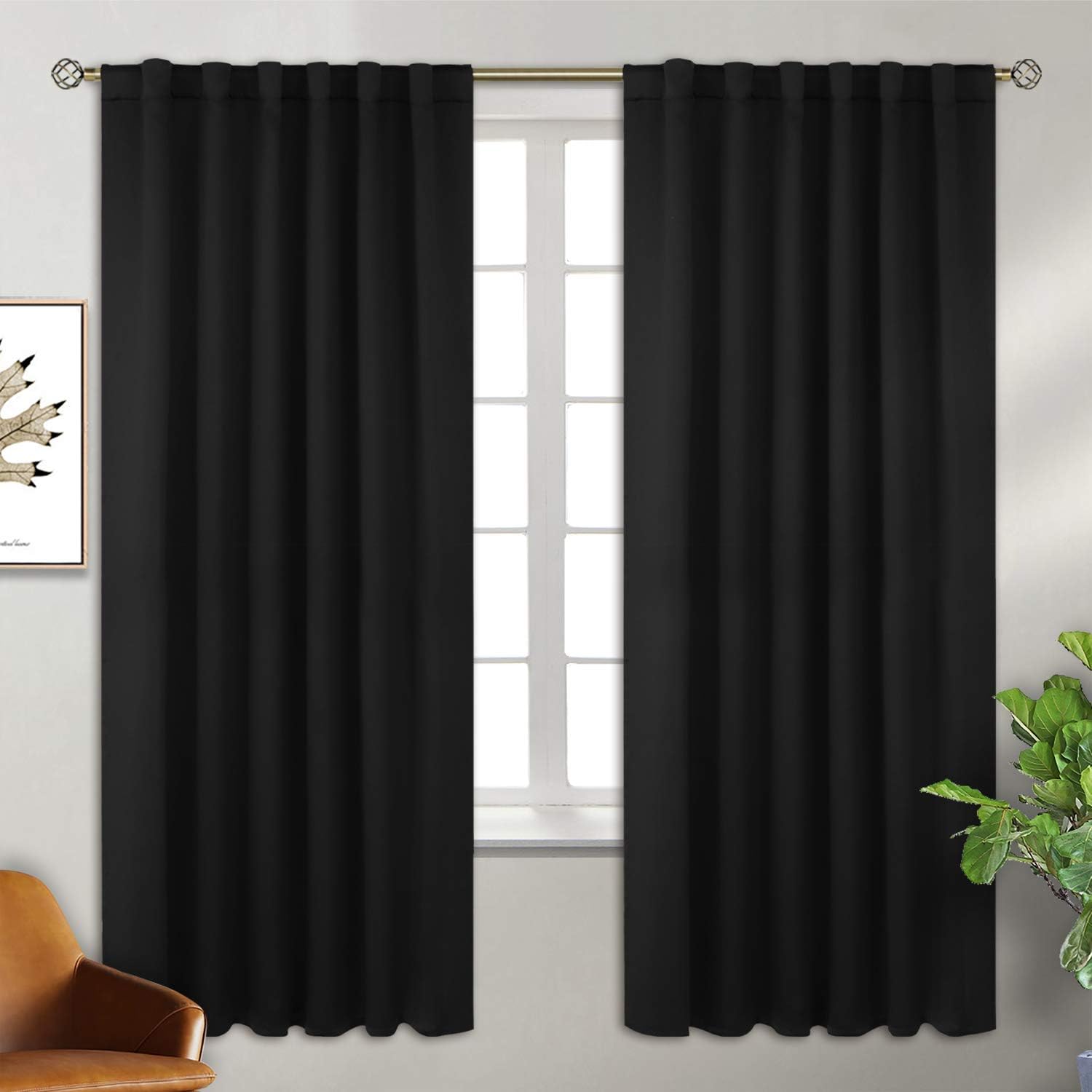 BGment – Cortinas que bloquean la luz con bolsillo para cortinero y pestaña trasera, para dormitorio, cortinas de oscurecimiento térmicas para sala