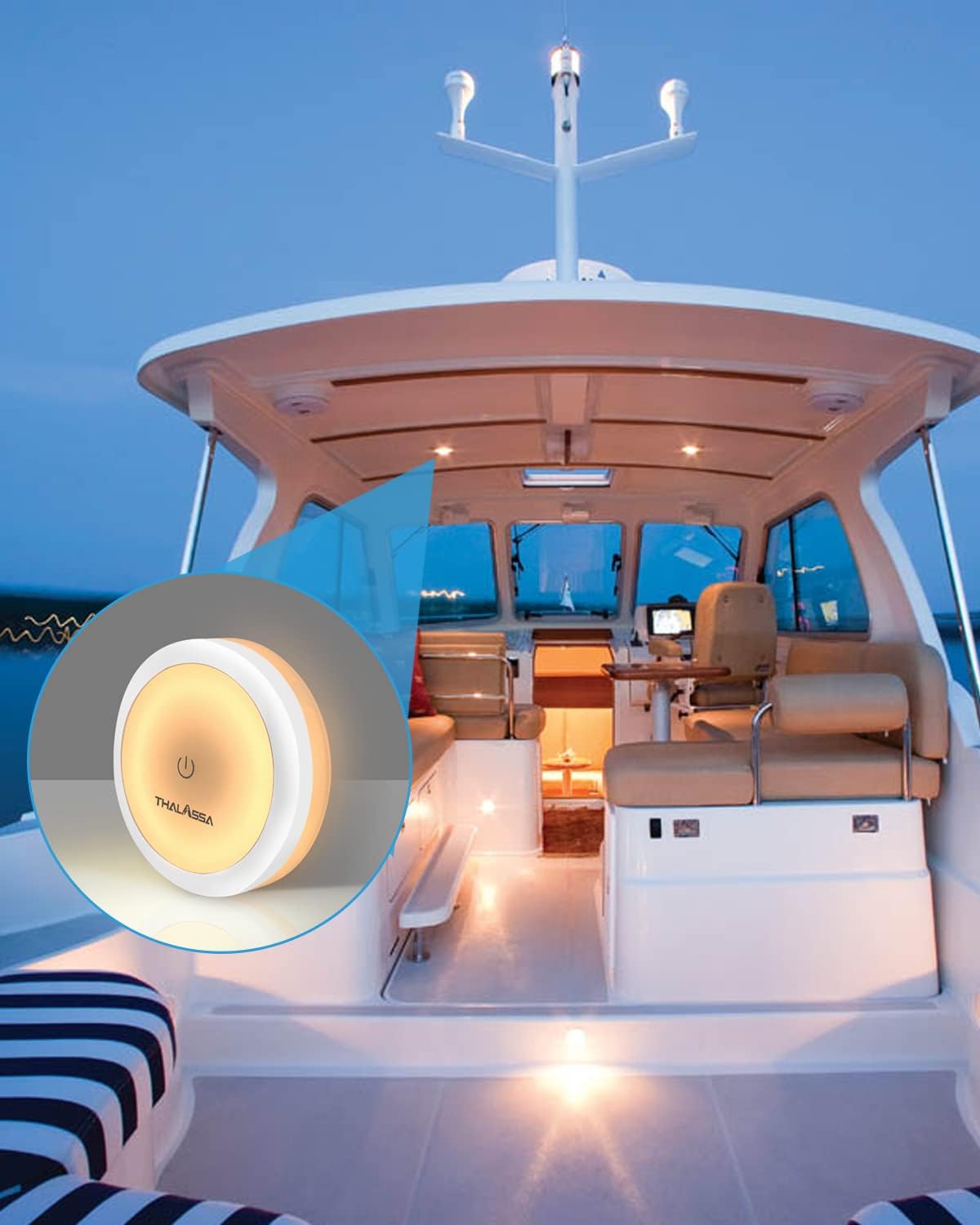 Luz LED de techo de barco de 12 V de doble color con interruptor táctil regulable montada en superficie para caravana, caravana, camioneta,