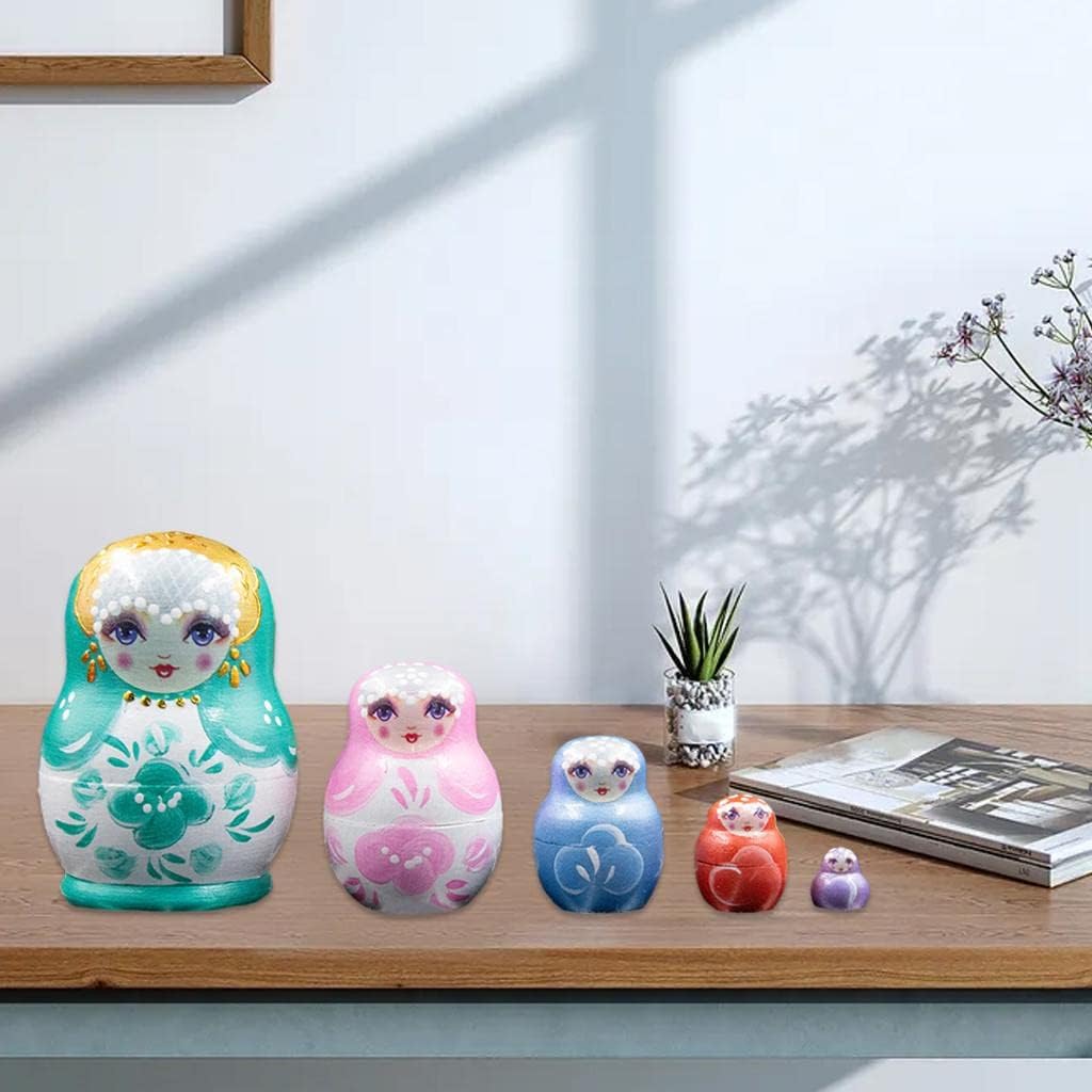 Muñeca de anidación rusa tradicional de moda Matryoshka Juguetes para niños Regalo Decoración de habitación de cumpleaños – Verde