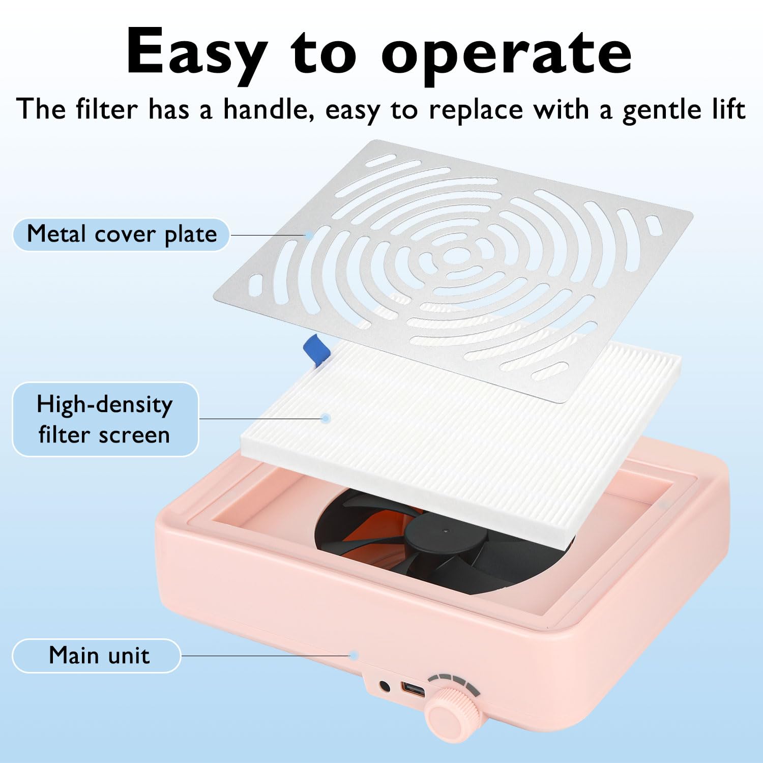 Colector de polvo de uñas, colector de polvo ajustable de 40 W para uñas, colector de polvo profesional para colector de polvo al vacío de uñas,