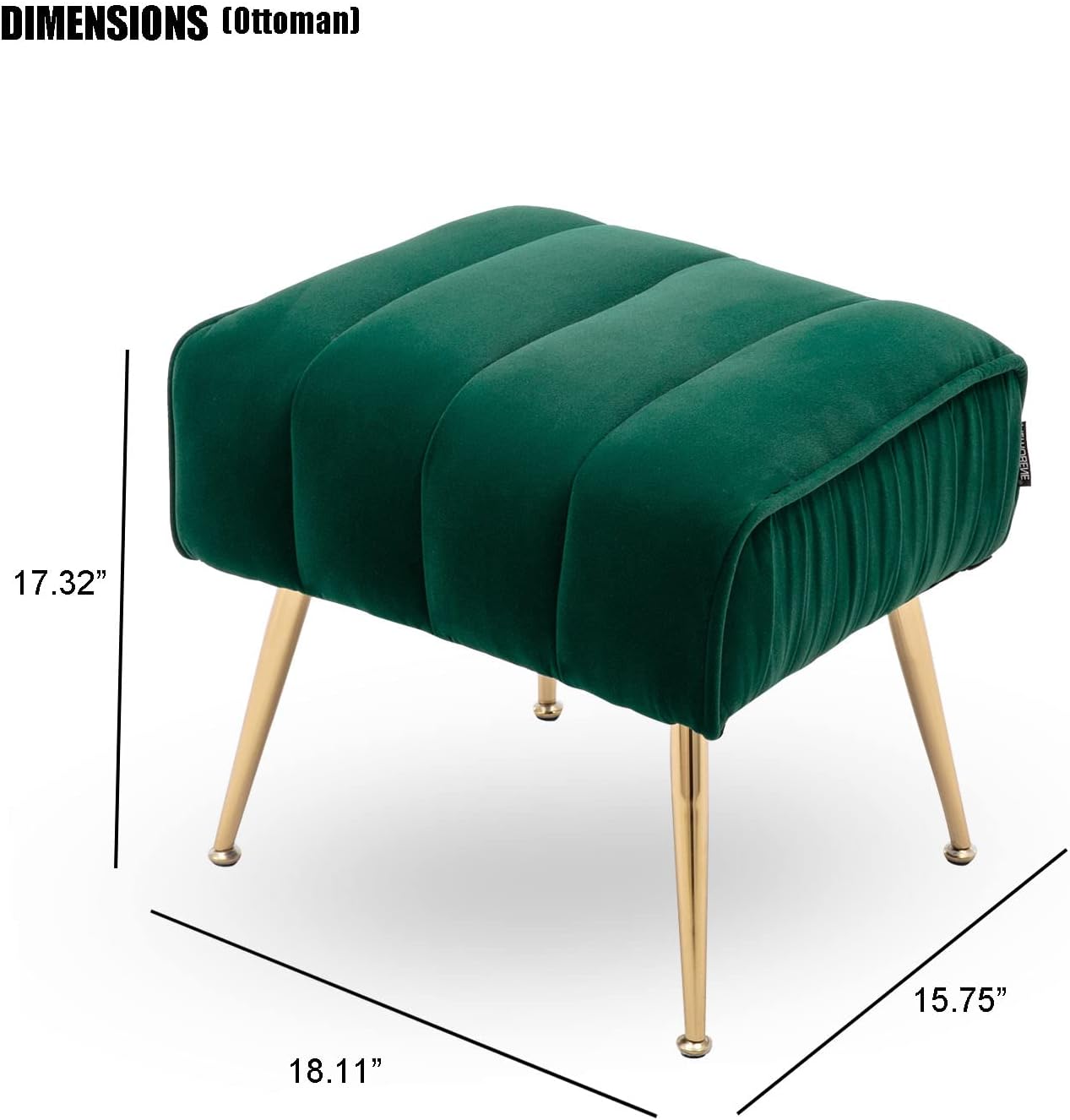 Silla decorativa de terciopelo con otomana, moderna silla de barril copetudo, juego otomano para sala de estar y dormitorio, acabado dorado, verde