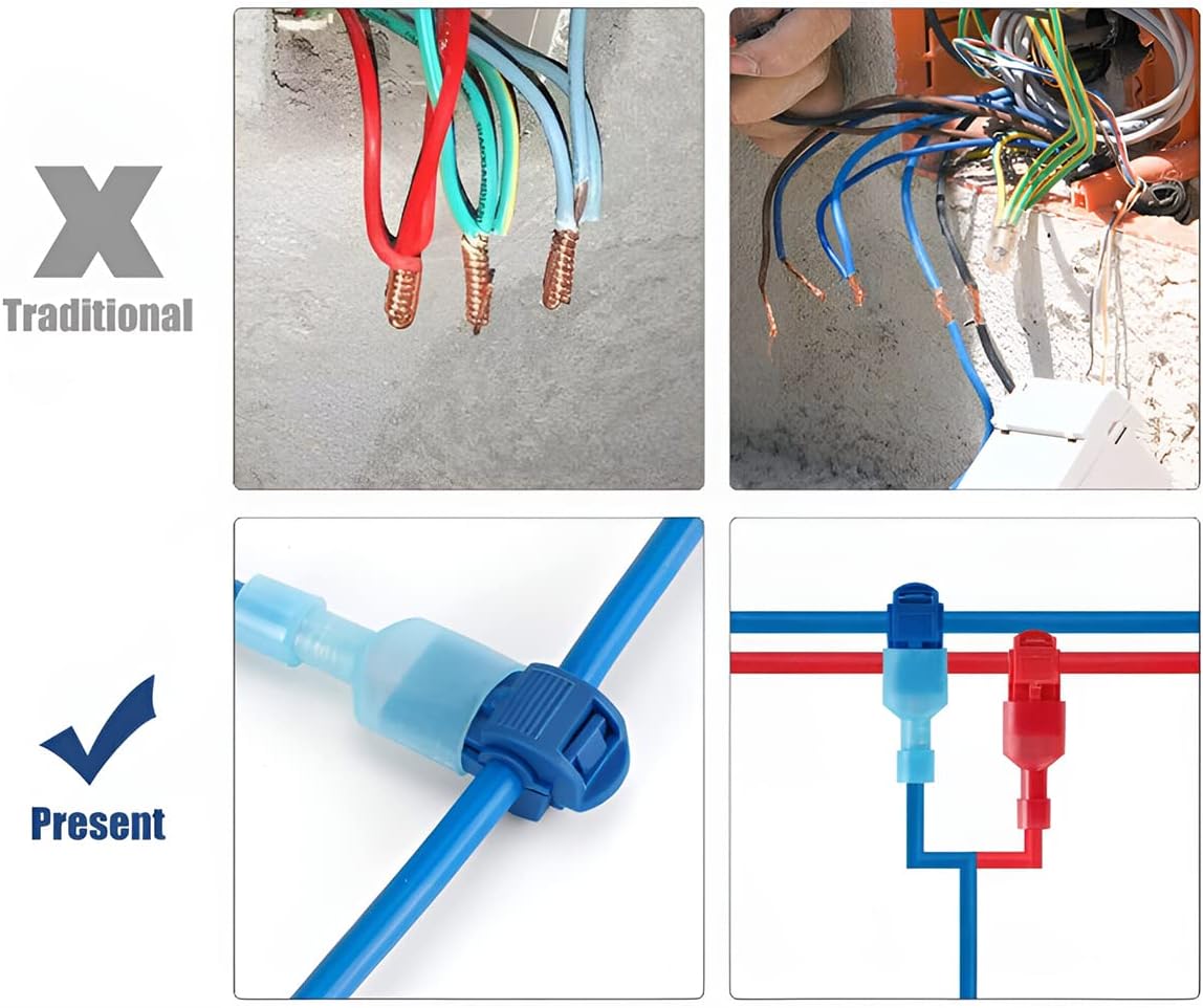 120 conectores de cable T-Tap, conectores eléctricos AWG 22-10, terminales de cable de empalme rápido autodespegables, kit surtido de terminales de
