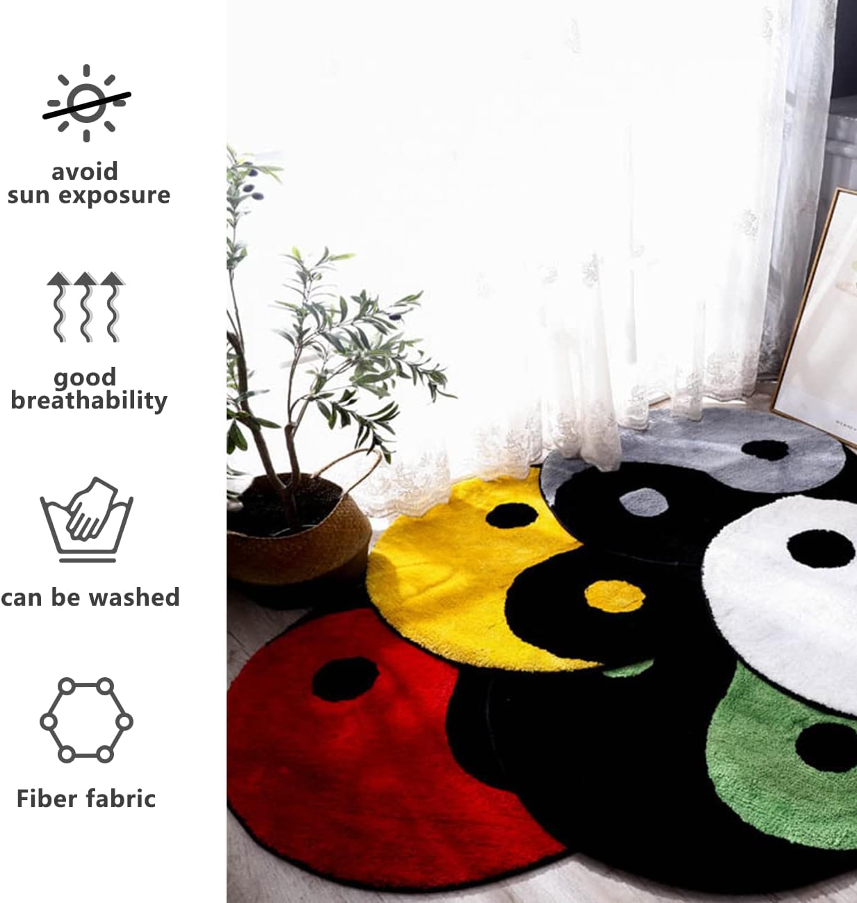 Alfombra de baño de Tai Chi, alfombra de baño para ducha de Yin y Yang, alfombra de baño absorbente de agua, alfombra de piso redonda, suave, lanuda