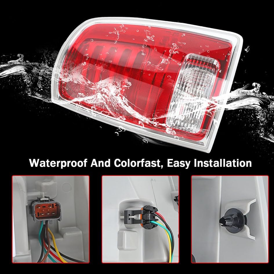 ZONFANT Conjunto de luces traseras, luz trasera LED roja del lado del pasajero derecho con bombillas compatible con Dodge Ram 1500 2013-2018, Dodge