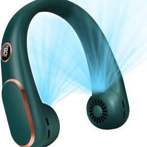 RILLKRN Ventilador de cuello, ventiladores de cuello portátiles recargables con pantalla LED, ventilador de cuello sin aspas con viento fuerte para RILLKRN Ventilador de cuello, ventiladores de cuello portátiles recargables con pantalla LED, ventilador de cuello sin aspas con viento fuerte para