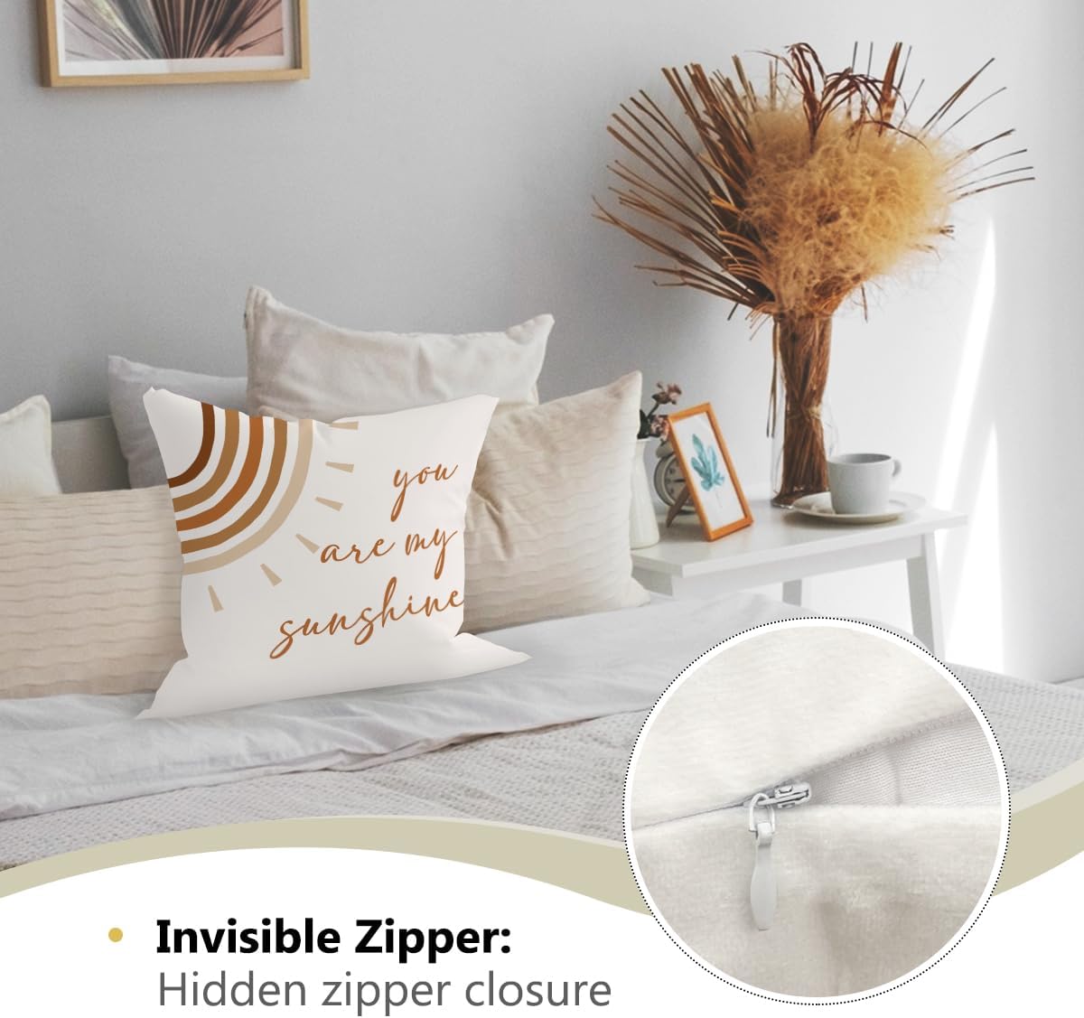HONLUNG Fundas de almohada con frase inspiradora con frase inspiradora, diseño bohemio, sol, sol, 18 x 18 pulgadas, para el hogar, habitación de