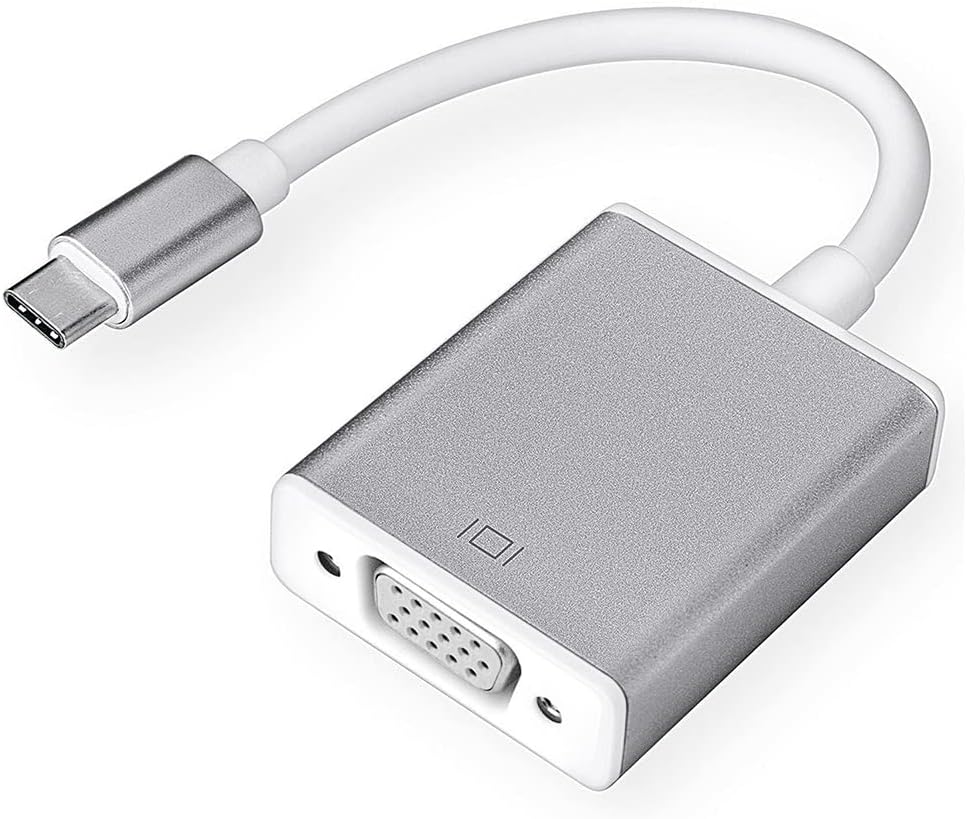 Adaptador USB-C a VGA, convertidor USB 3.1 tipo C (Thunderbolt 3) a VGA compatible con MacBook Pro, MacBook, MacBook Air 2018, Dell XPS 1315,