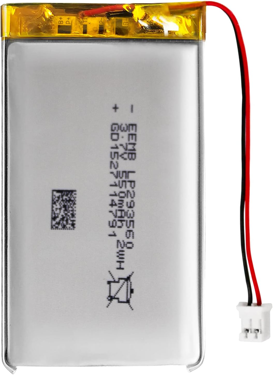 EEMB Batería de polímero de litio 3.7V 550mAh 293560 Lipo Batería recargable con conector JST de cable para altavoz y dispositivo inalámbrico