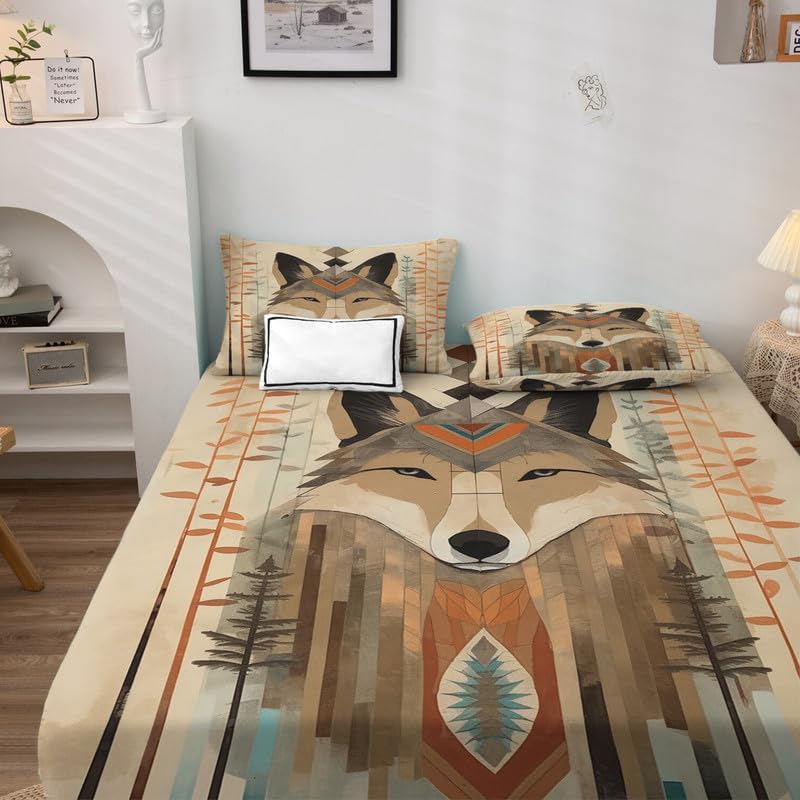 VARAGO Wolf Sheets – Juego de sábanas y fundas de almohada, 100% microfibra, bolsillo profundo, incluye 1 sábana encimera, 1 sábana bajera y 2