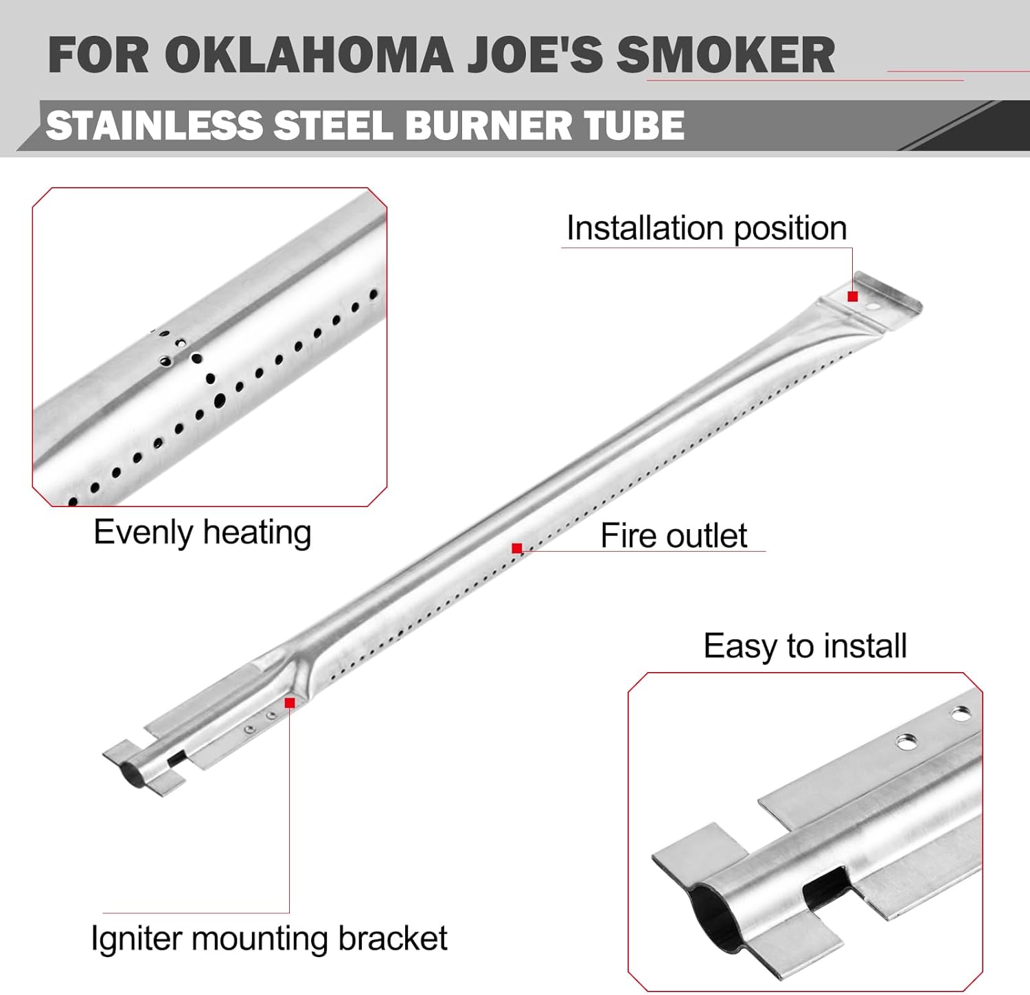 15202029 Piezas de parrilla de tienda de calor para piezas de repuesto para ahumador de Oklahoma Joe’s 1767054 1767017 Oklahoma Joes Burner Tube