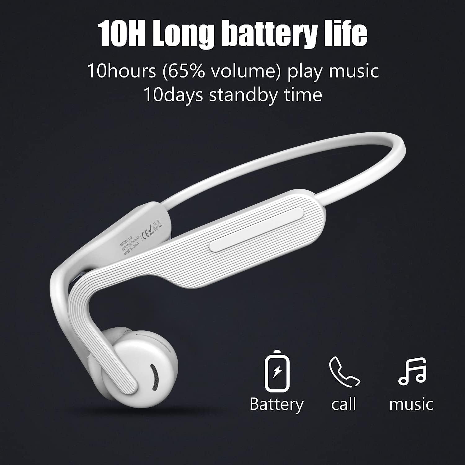 Auriculares de conducción de aire de oído abierto, Bluetooth 5.0, auriculares inalámbricos para correr, 10 horas de reproducción, HiFi 9D, estéreo,