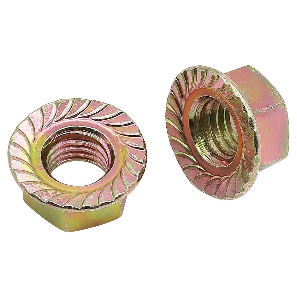 M5-0.8 Tuercas hexagonales con cabeza de arandela dentada DIN 6923, tuercas hexagonales con arandela de brida dentada para reemplazar arandela