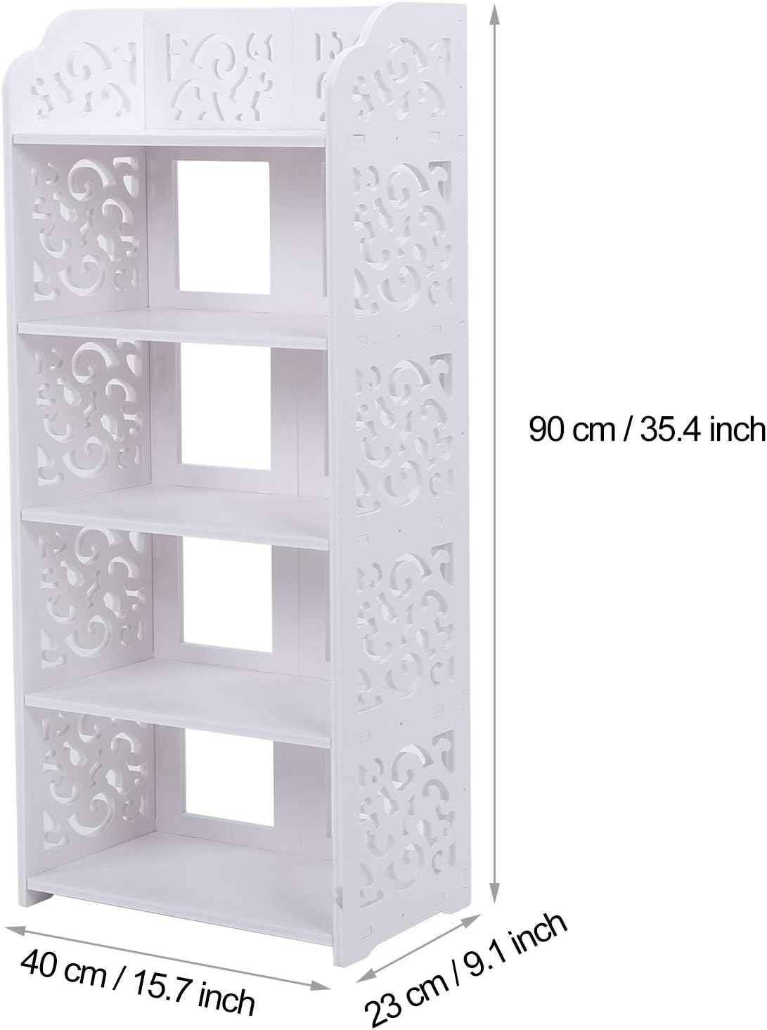 TOPINCN 5 Tier Shoe Rack Organizer with Hollow Out Design White PVC Board Material 90cm Height for Living Room Bedroom Bathroom Office Hallway