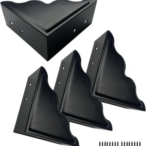 Juego de 4 protectores de esquina de metal grandes de 3.7 x 3.7 x 1.5 pulgadas, protector de esquina decorativo negro para mesas de muebles de Juego de 4 protectores de esquina de metal grandes de 3.7 x 3.7 x 1.5 pulgadas, protector de esquina decorativo negro para mesas de muebles de