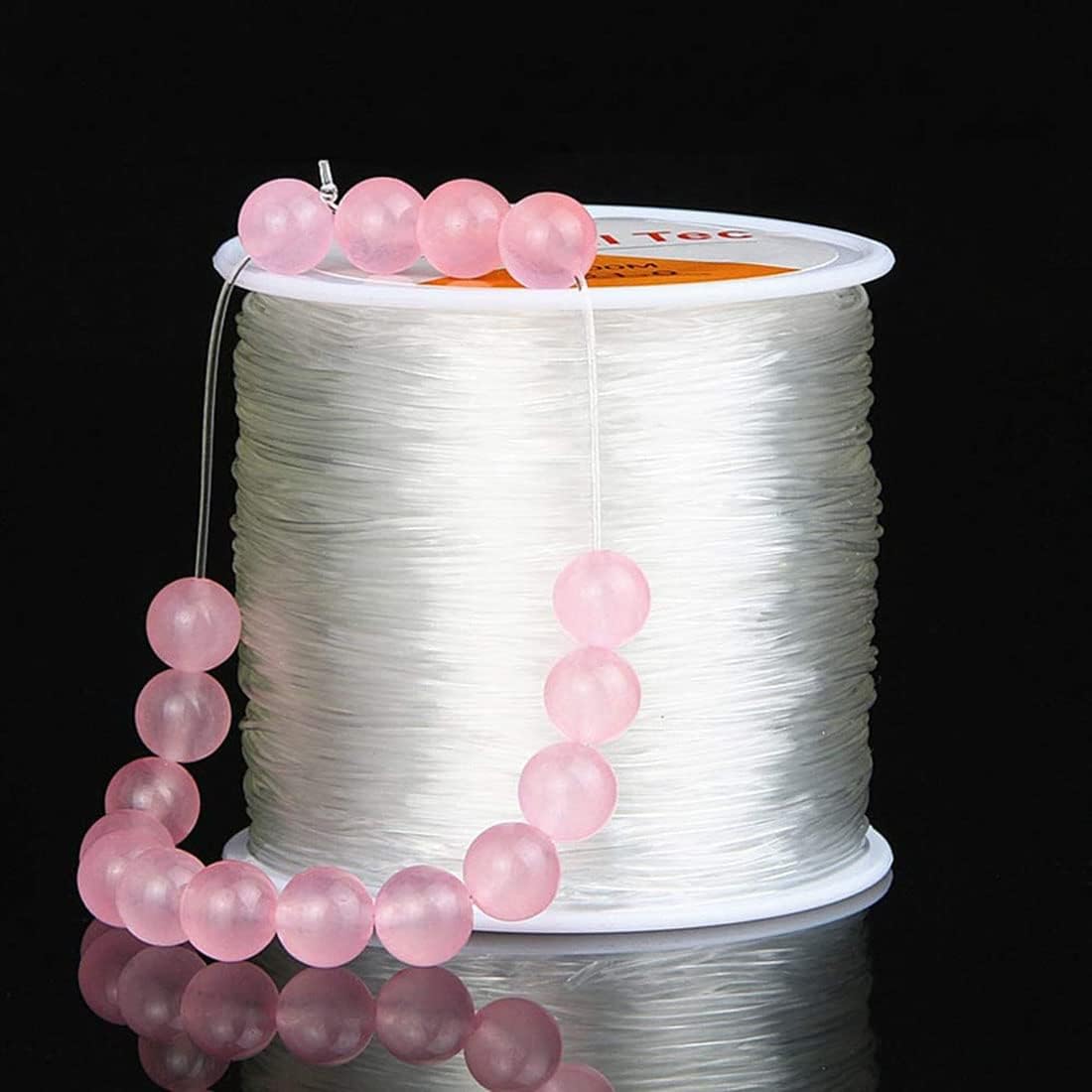 Hilo elástico de 0.024 in para pulseras, 3 rollos de cordón elástico, cuerda elástica de cuentas de cristal para pulseras, cuentas y fabricación de