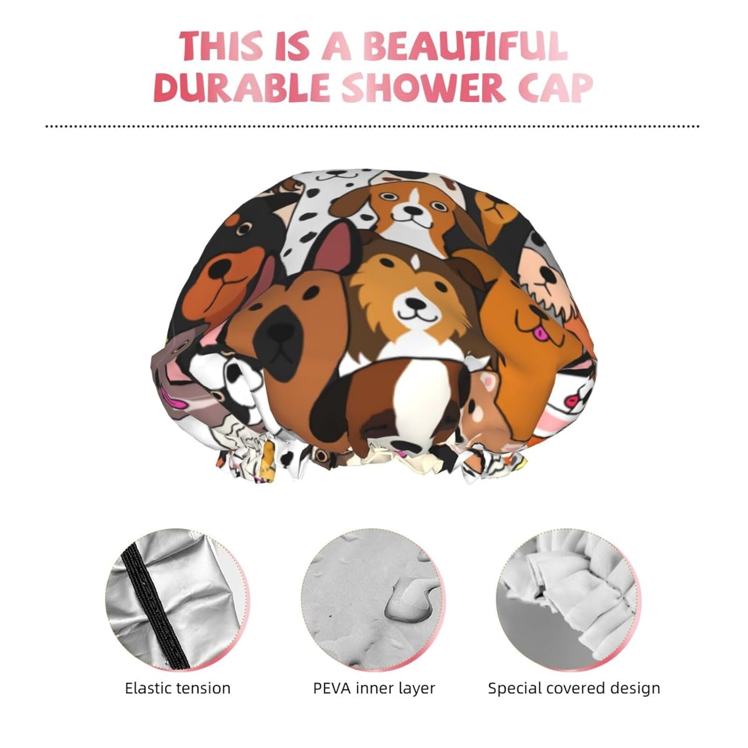 El gorro de ducha impermeable de doble capa para perros lindos es adecuado para todos los tamaños de cabeza